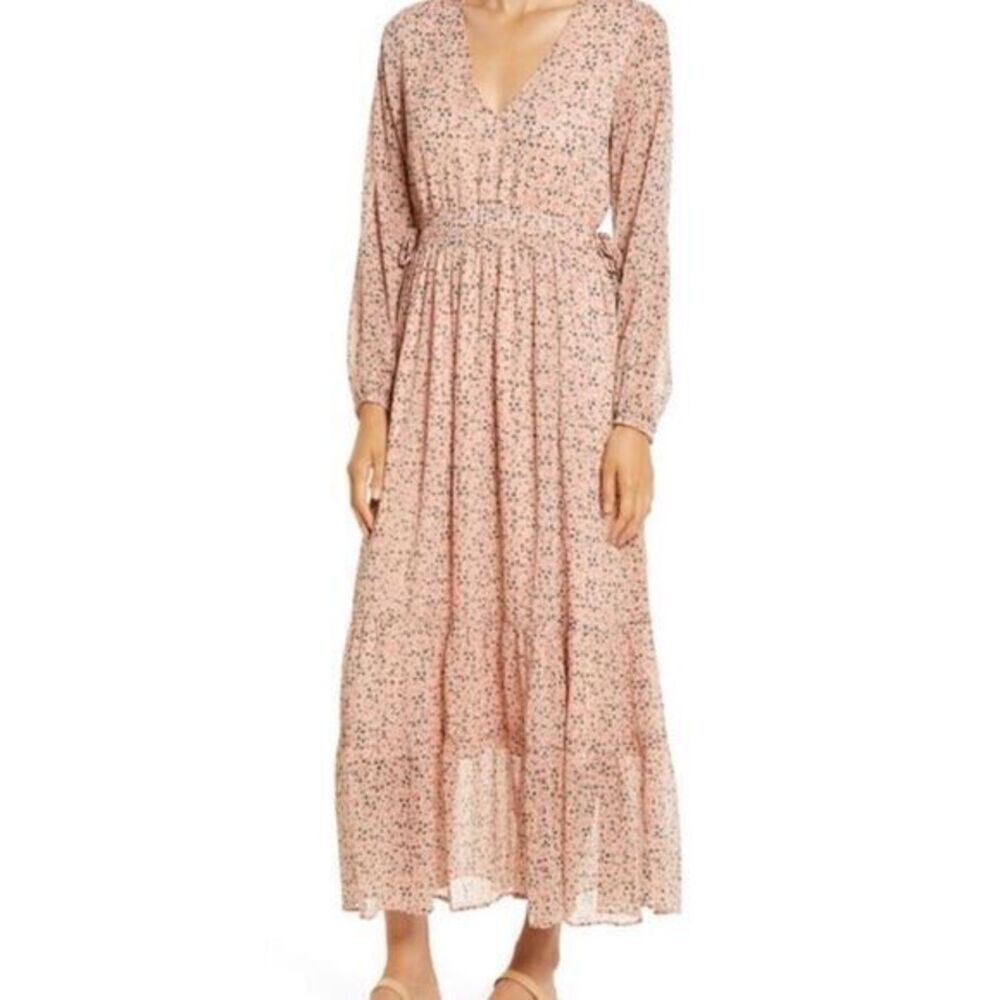 Lost Wander Dress Womens XS Anthropologie Floral Fairy Maxi Dress‎ Color Peach